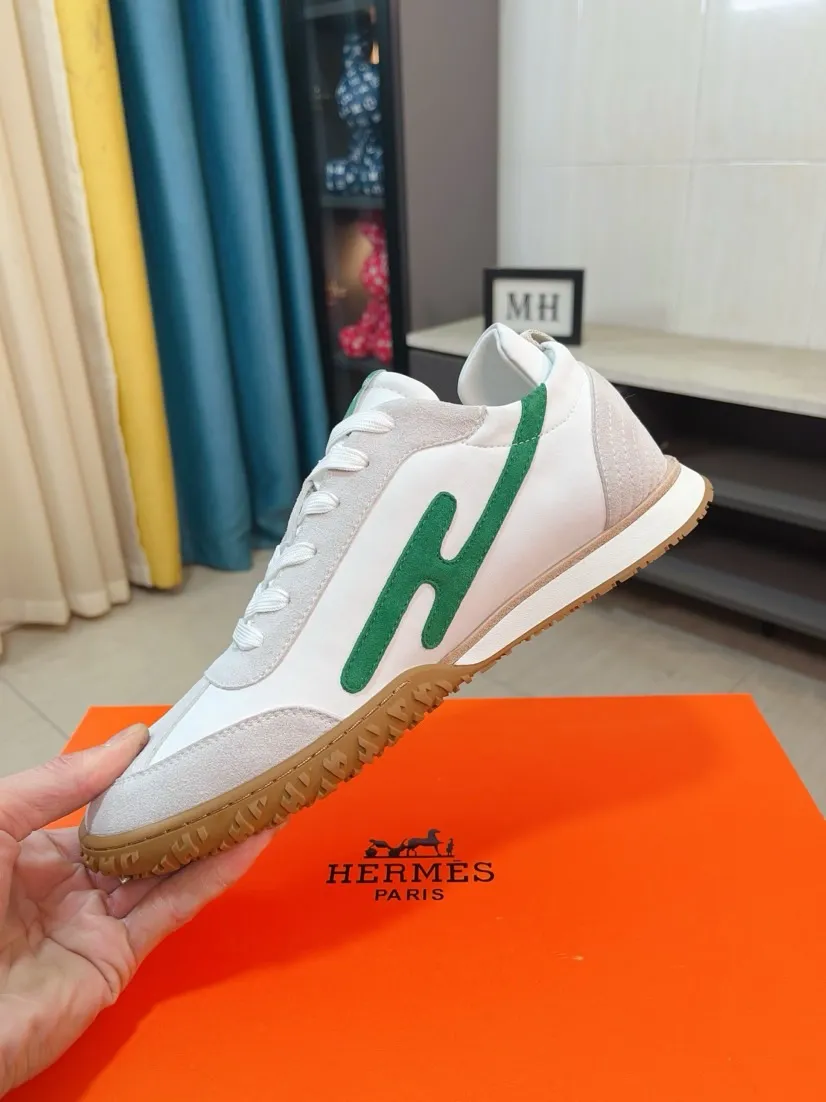 Men's shoes 💰480🌸🌸[HERMES] Hermès sneakers, the upper is made of calfskin and suede, imported materials, full of texture, the lightweight sole is decorated with contrasting patterns, creating a versatile fashion style. Size: 38-44, 45 customized